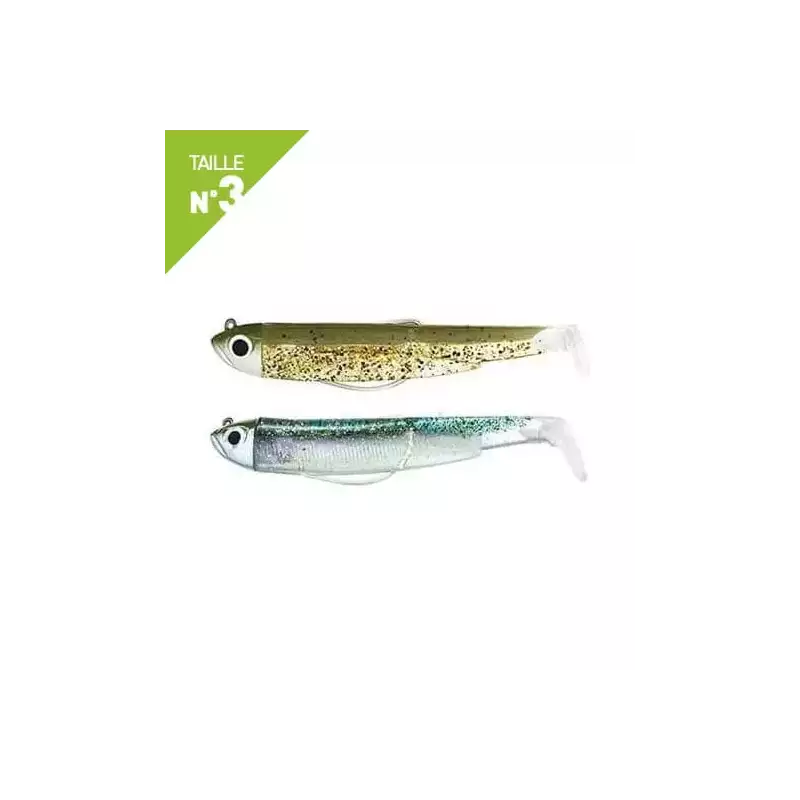 LEURRES FIIISH DOUBLE COMBO SHORE 12GR BLACK MINNOW TAILLE 3 120 KAKI PAILLETTE / GHOST MINNOW