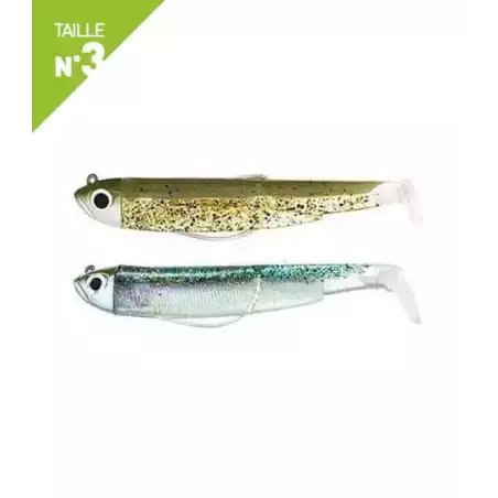 LEURRES FIIISH DOUBLE COMBO SHORE 12GR BLACK MINNOW TAILLE 3 120 KAKI PAILLETTE / GHOST MINNOW