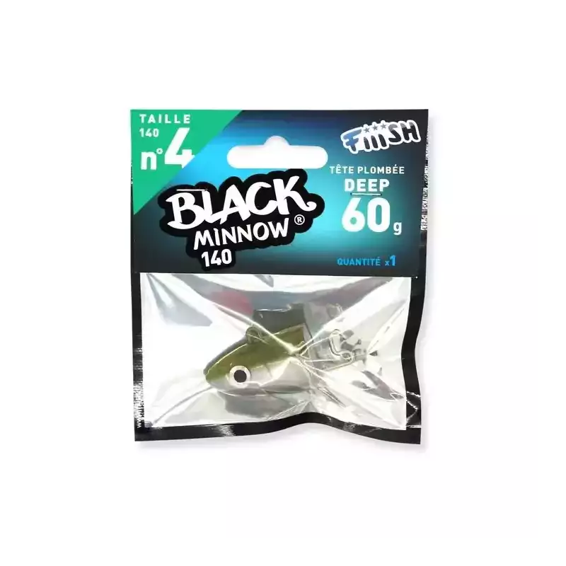 TÊTE PLOMBÉE DEEP LEURRES FIIISH BLACK MINNOW TAILLE 4 60GR