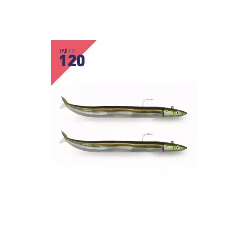 LEURRES FIIISH DOUBLE COMBO OFF SHORE 15GR CRAZY SAND EEL TAILLE 120 KAKI