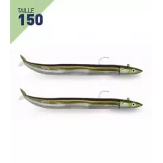 LEURRES FIIISH DOUBLE COMBO OFF SHORE 20GR CRAZY SAND EEL TAILLE 150 KAKI