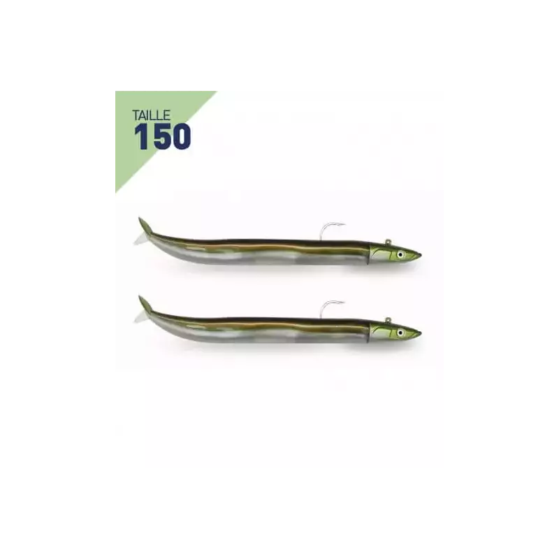 LEURRES FIIISH DOUBLE COMBO OFF SHORE 20GR CRAZY SAND EEL TAILLE 150 KAKI