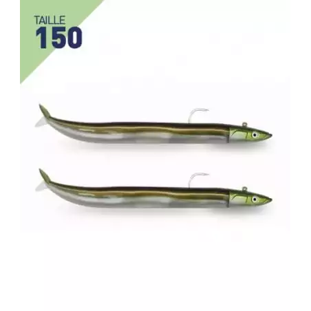 LEURRES FIIISH DOUBLE COMBO OFF SHORE 20GR CRAZY SAND EEL TAILLE 150 KAKI