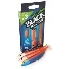 3 LEURRES FIIISH MAXI COMBO SHORE 125GR BLACK MINNOW TAILLE 3 120 CANDY GREEN / ORANGE FLUO / SUNRISE