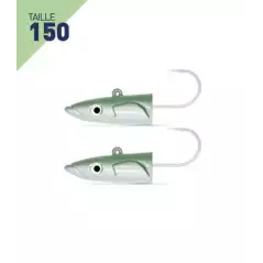 2 TETES PLOMBEES DEEP FIIISH CRAZY SAND EEL TAILLE 150 30G VERT NACRE