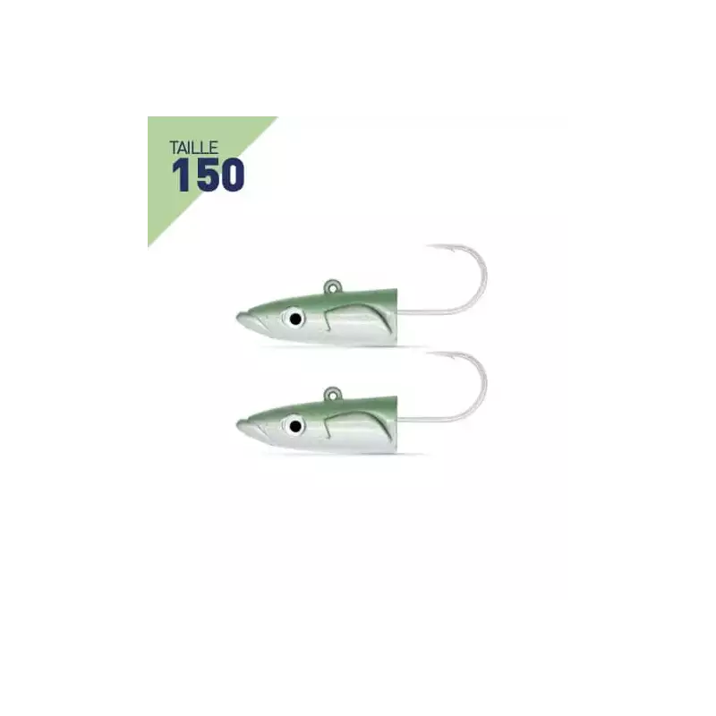 2 TETES PLOMBEES DEEP FIIISH CRAZY SAND EEL TAILLE 150 30G VERT NACRE