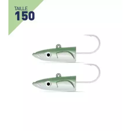 2 TETES PLOMBEES DEEP FIIISH CRAZY SAND EEL TAILLE 150 30G VERT NACRE