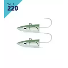 2 TETES PLOMBEES DEEP FIIISH CRAZY SAND EEL TAILLE 220 90G VERT NACRE