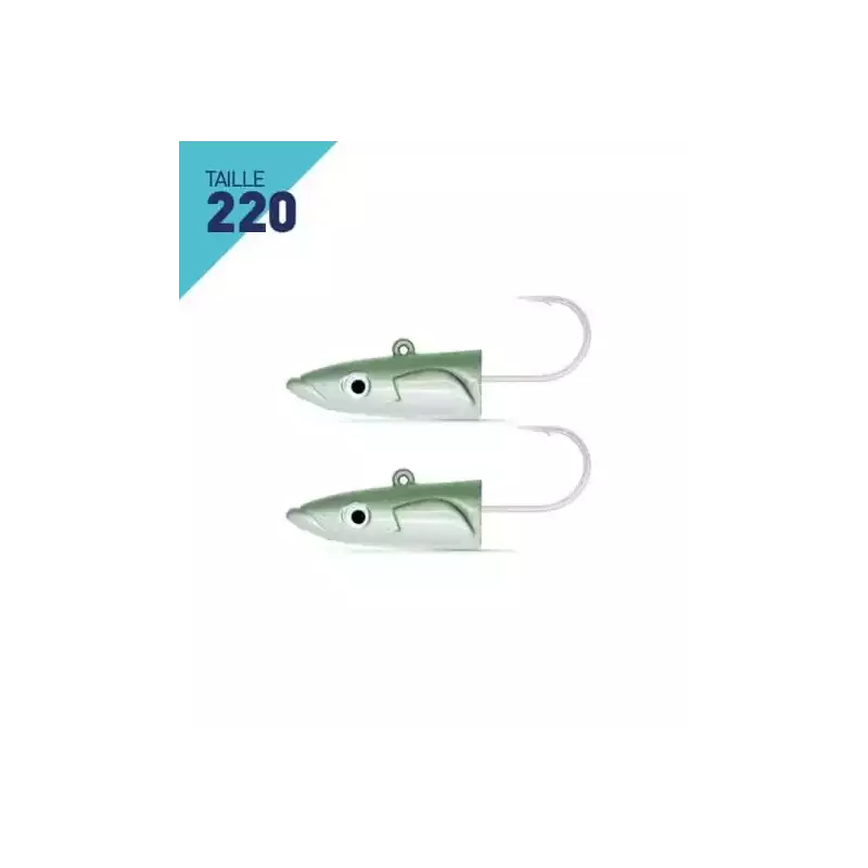 2 TETES PLOMBEES DEEP FIIISH CRAZY SAND EEL TAILLE 220 90G VERT NACRE