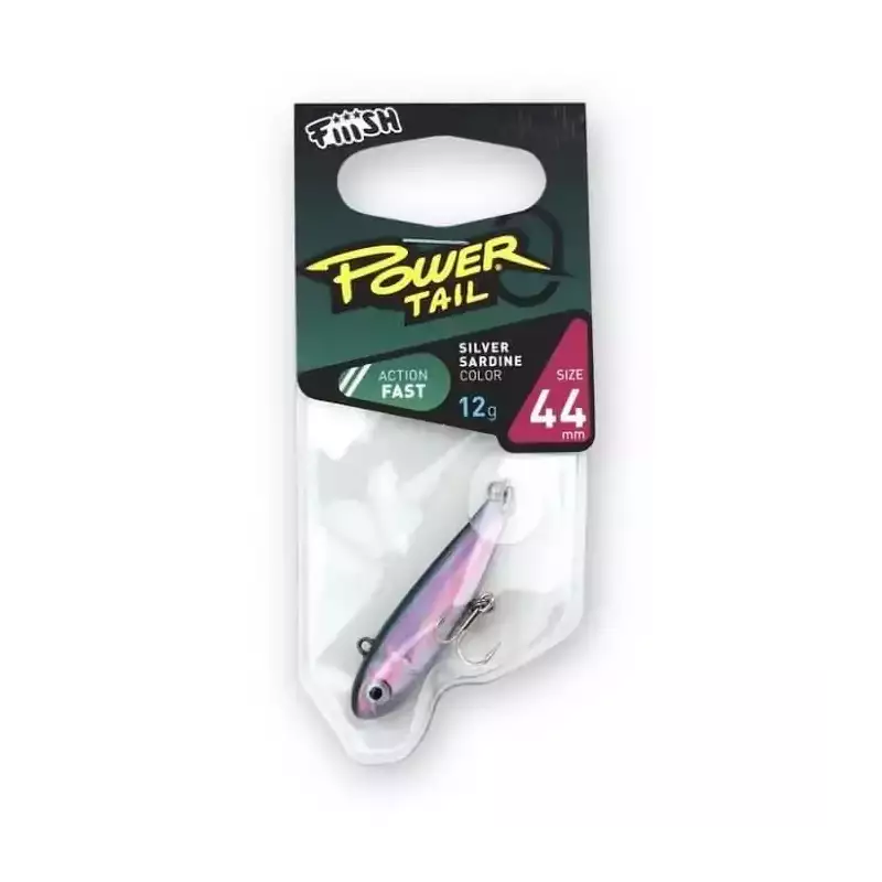 LEURRES FIIISH POWERTAIL 12G SILVER SARDINE TAILLE 44 ZINC FAST ACTION