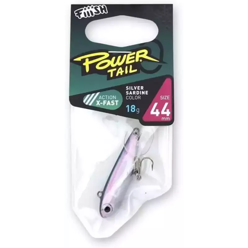 LEURRES FIIISH POWERTAIL 18G SILVER SARDINE TAILLE 44 PLOMB X-FAST ACTION