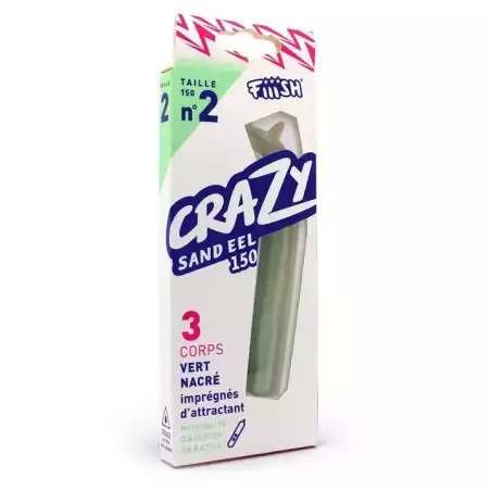 3 CORPS LEURRES FIIISH CRAZY SAND EEL TAILLE 150 VERT NACRE