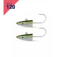 2 TETES PLOMBEES SHORE FIIISH CRAZY SAND EEL TAILLE 120 15G KAKI