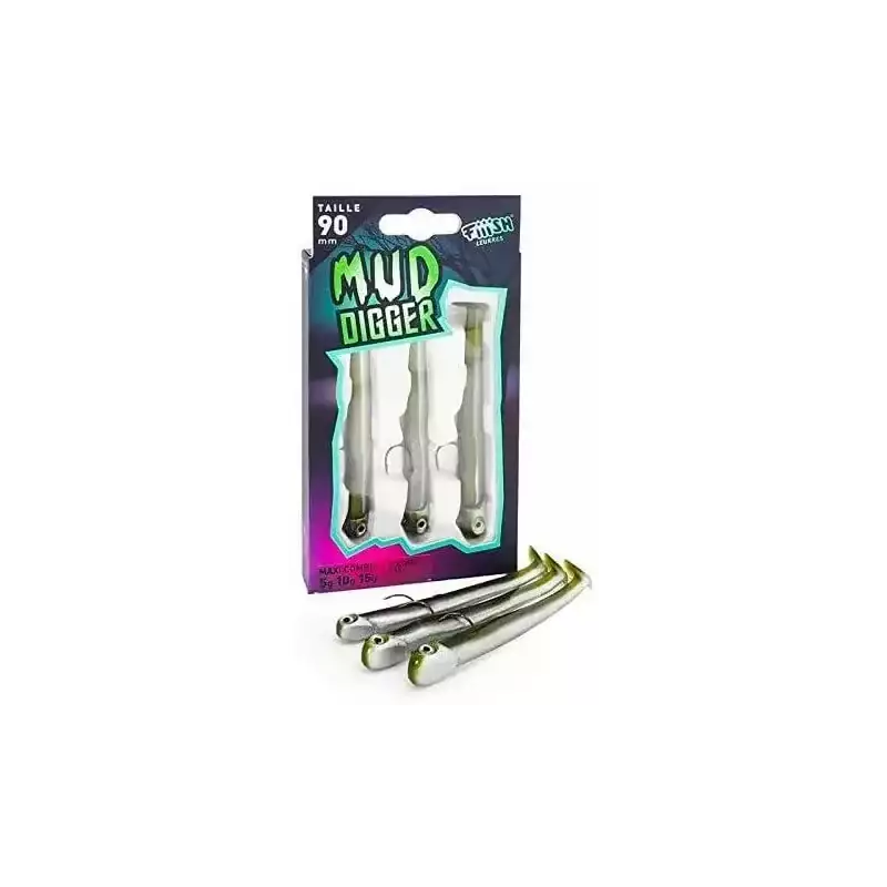 LEURRES FIIISH MAXI COMBO MUD DIGGER 5G 10G 15G TAILLE 90 KAKI