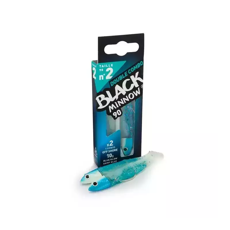 LEURRES FIIISH DOUBLE COMBO OFF SHORE 10GR BLACK MINNOW TAILLE 2 90 BLUE/GLOW