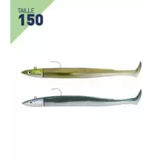 LEURRES FIIISH DOUBLE COMBO OFF SHORE 20GR CRAZY PADDLE TAIL TAILLE 150 KAKI/BLEU NACRE