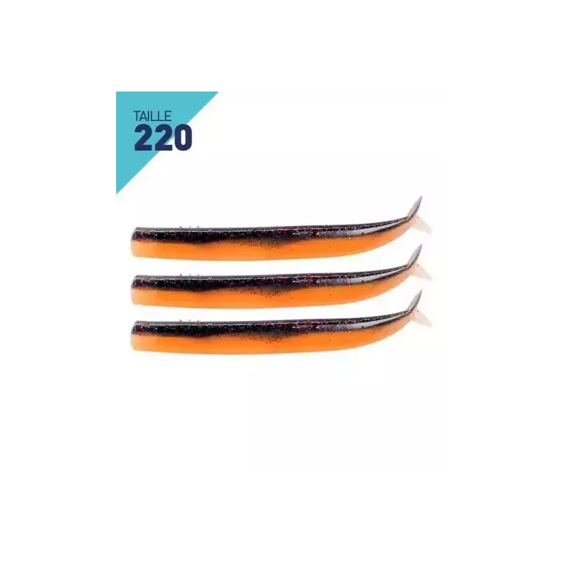 3 CORPS LEURRES FIIISH CRAZY SAND EEL TAILLE 220 DARK EEL