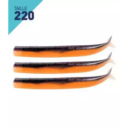 3 CORPS LEURRES FIIISH CRAZY SAND EEL TAILLE 220 DARK EEL