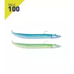 LEURRES FIIISH 2 COMBOS OFF SHORE 10GR CRAZY SAND EEL TAILLE 100 VERT NACRE & BLEU NACRE