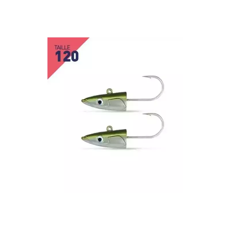 2 TETES PLOMBEES EXTRA DEEP FIIISH CRAZY SAND EEL TAILLE 120 25G KAKI