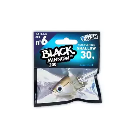 TÊTE PLOMBÉE SHALLOW LEURRES FIIISH BLACK MINNOW TAILLE 6 30G