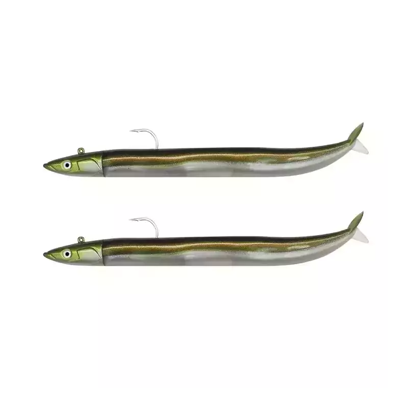 LEURRES FIIISH 2 COMBOS OFF SHORE 10GR CRAZY SAND EEL TAILLE 100 KAKI