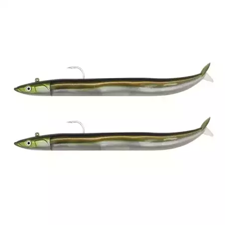 LEURRES FIIISH 2 COMBOS OFF SHORE 10GR CRAZY SAND EEL TAILLE 100 KAKI