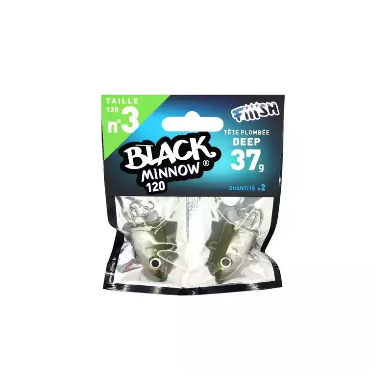 2 TÊTES PLOMBÉES DEEP LEURRES FIIISH BLACK MINNOW TAILLE 3 37GR KAKI