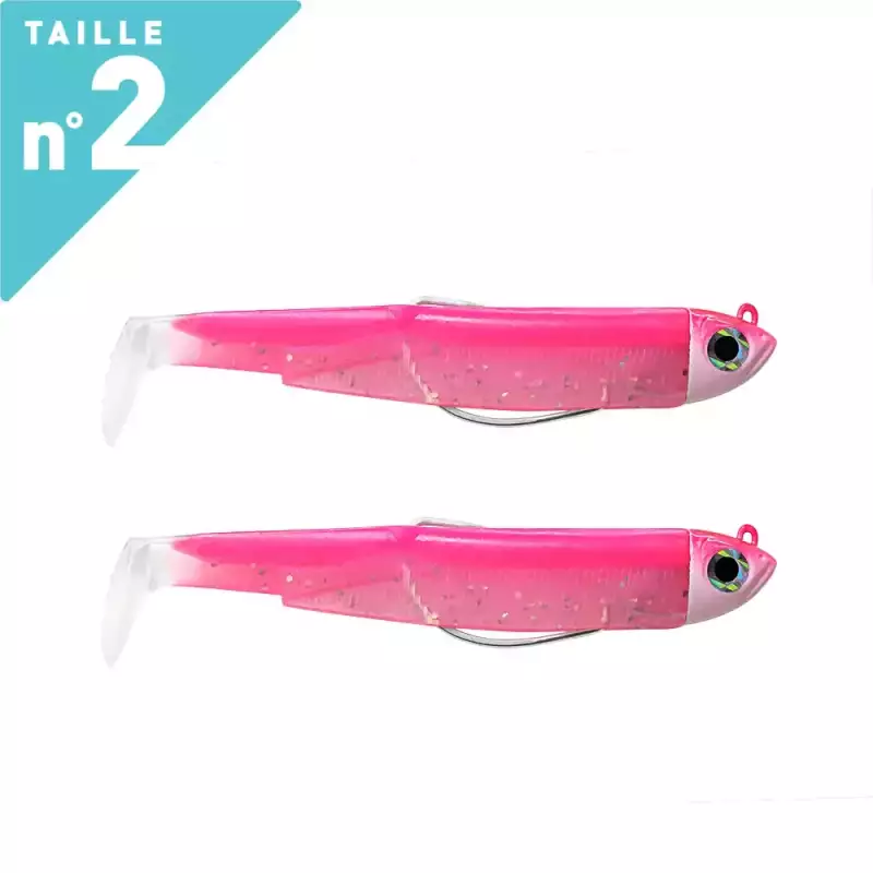 LEURRES FIIISH DOUBLE COMBO SHORE 5GR BLACK MINNOW TAILLE 2 ROSE FLUO