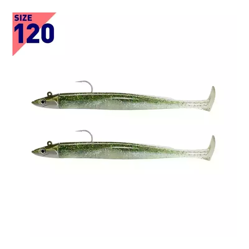 LEURRES FIIISH DOUBLE COMBO SHORE 7GR CRAZY PADDLE TAIL TAILLE 120 GHOST MINNOW