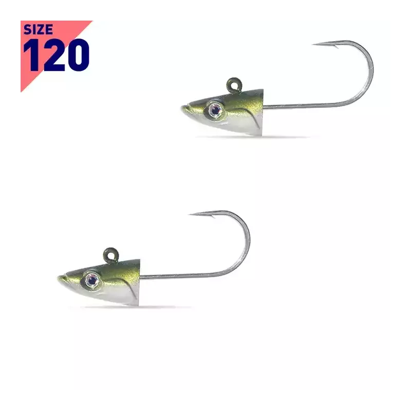 2 TETES PLOMBEES SHORE FIIISH CRAZY SAND EEL TAILLE 120 7G KAKI