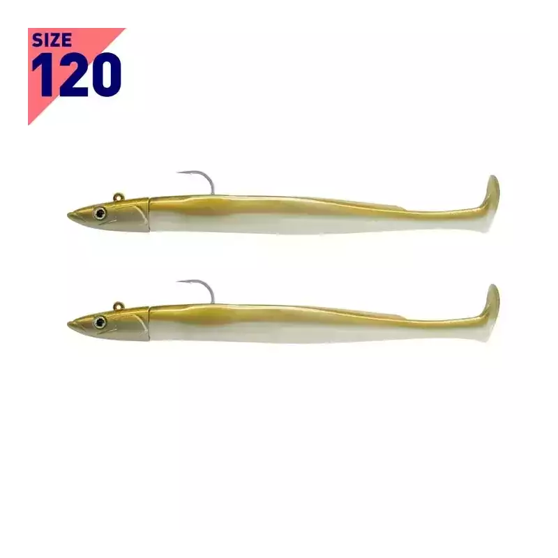 LEURRES FIIISH DOUBLE COMBO OFFSHORE 15GR CRAZY PADDLE TAIL TAILLE 120 OR